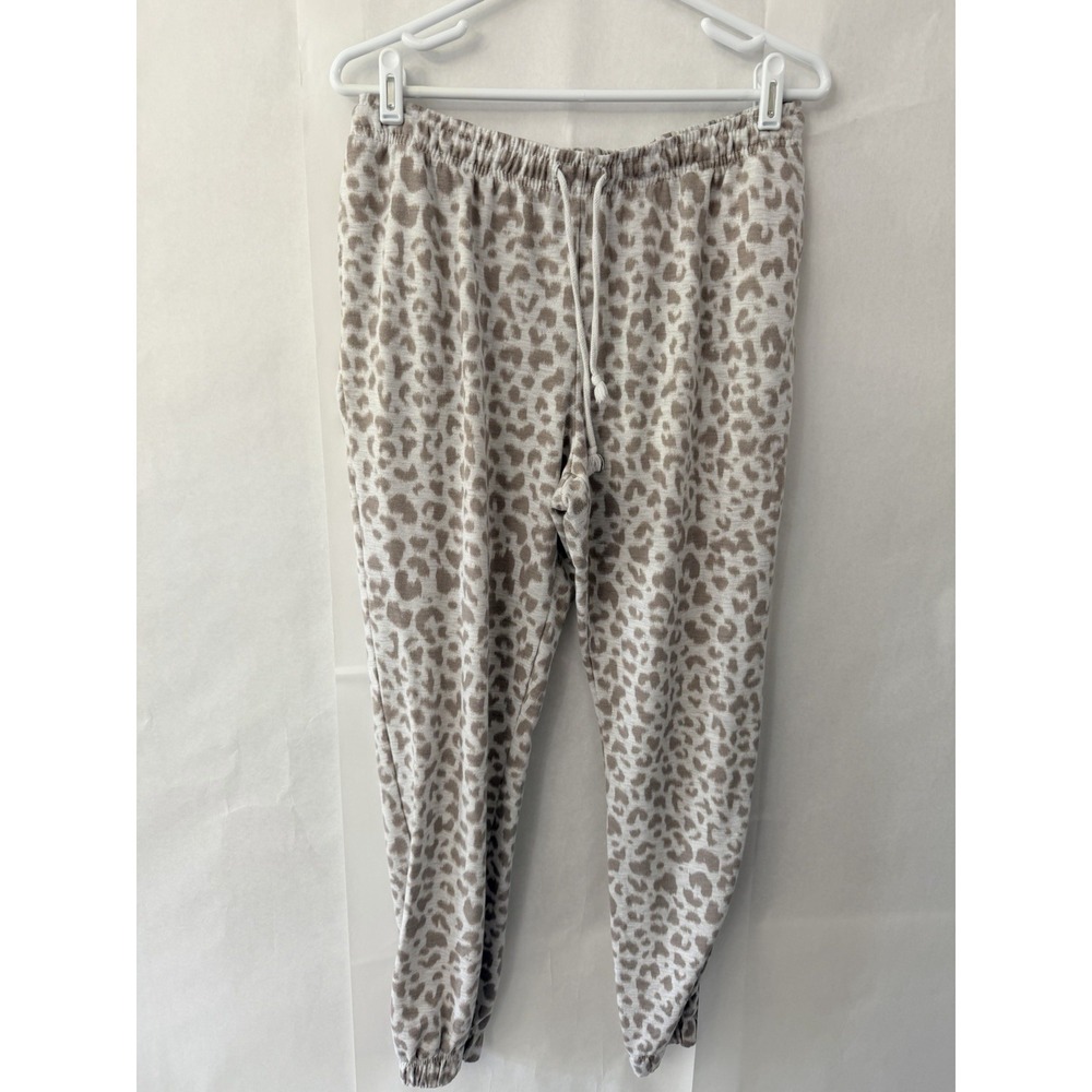 Danskin Leopard Print Pajama Joggers Women Cream Color Size Medium